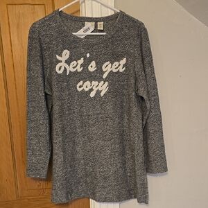 Gray Long Sleeve Sweater with Cozy Text